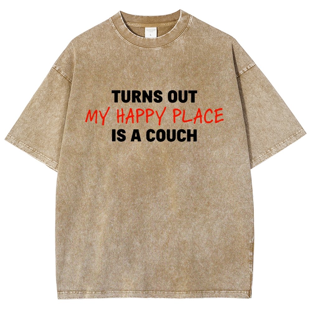 My Happy Place Is A Couch Vintage Distressed T-shirt