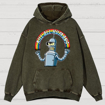 Shiny Metal Robot Vintage Distressed Hoodie