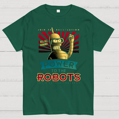 Power To The Robots Geek T-Shirt