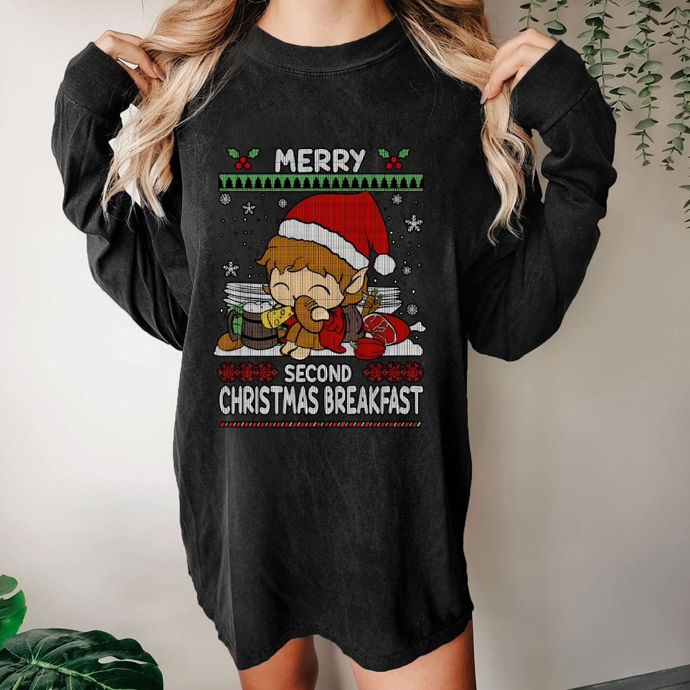 Extra breakfast Christmas Washed Long Sleeve Tee
