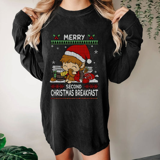 Extra breakfast Christmas Washed Long Sleeve Tee