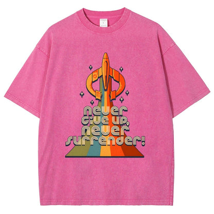 Retro Quest Never give up, never surrender! Vintage Distressed T-shirt
