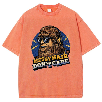 Messy Hair Don't Care Vintage Distressed T-shirt