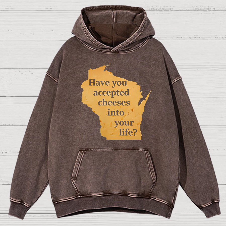 Wisconsin Cheese Pun Vintage Distressed Hoodie