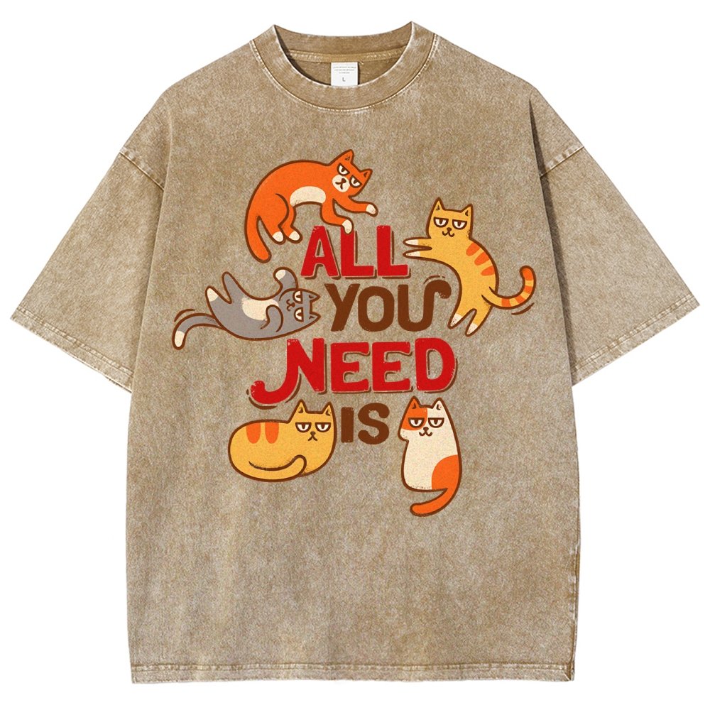 All You Need Is Cat Vintage Distressed T-shirt