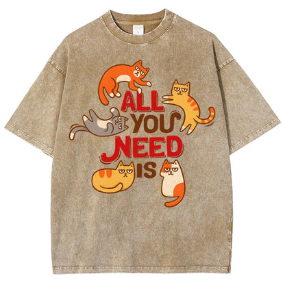 All You Need Is Cat Vintage Distressed T-shirt