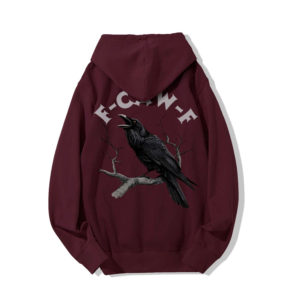 F-Caw-F Funny Crow Printed Back Unisex Cotton Hoodie