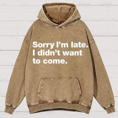 Sorry I'm Late. I Didn't Want To Come Vintage Distressed Hoodie