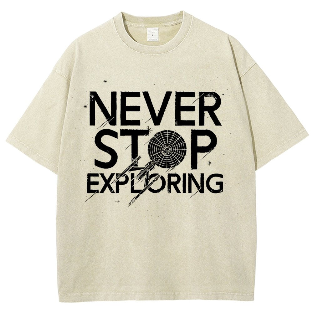 Never Stop Exploring Vintage Distressed T-shirt