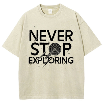 Never Stop Exploring Vintage Distressed T-shirt