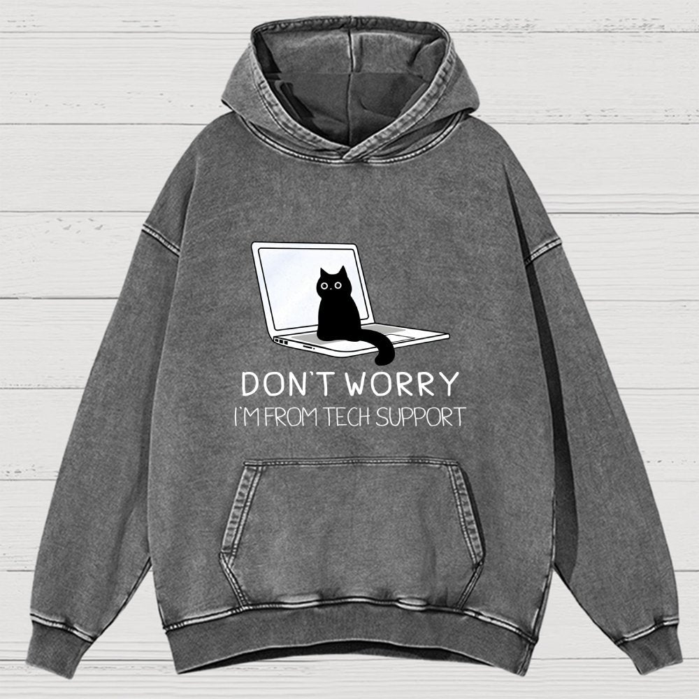 Funny Cat Tech Support  Vintage Distressed Hoodie