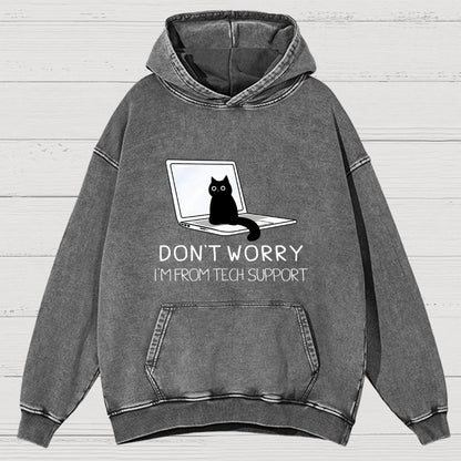 Funny Cat Tech Support  Vintage Distressed Hoodie