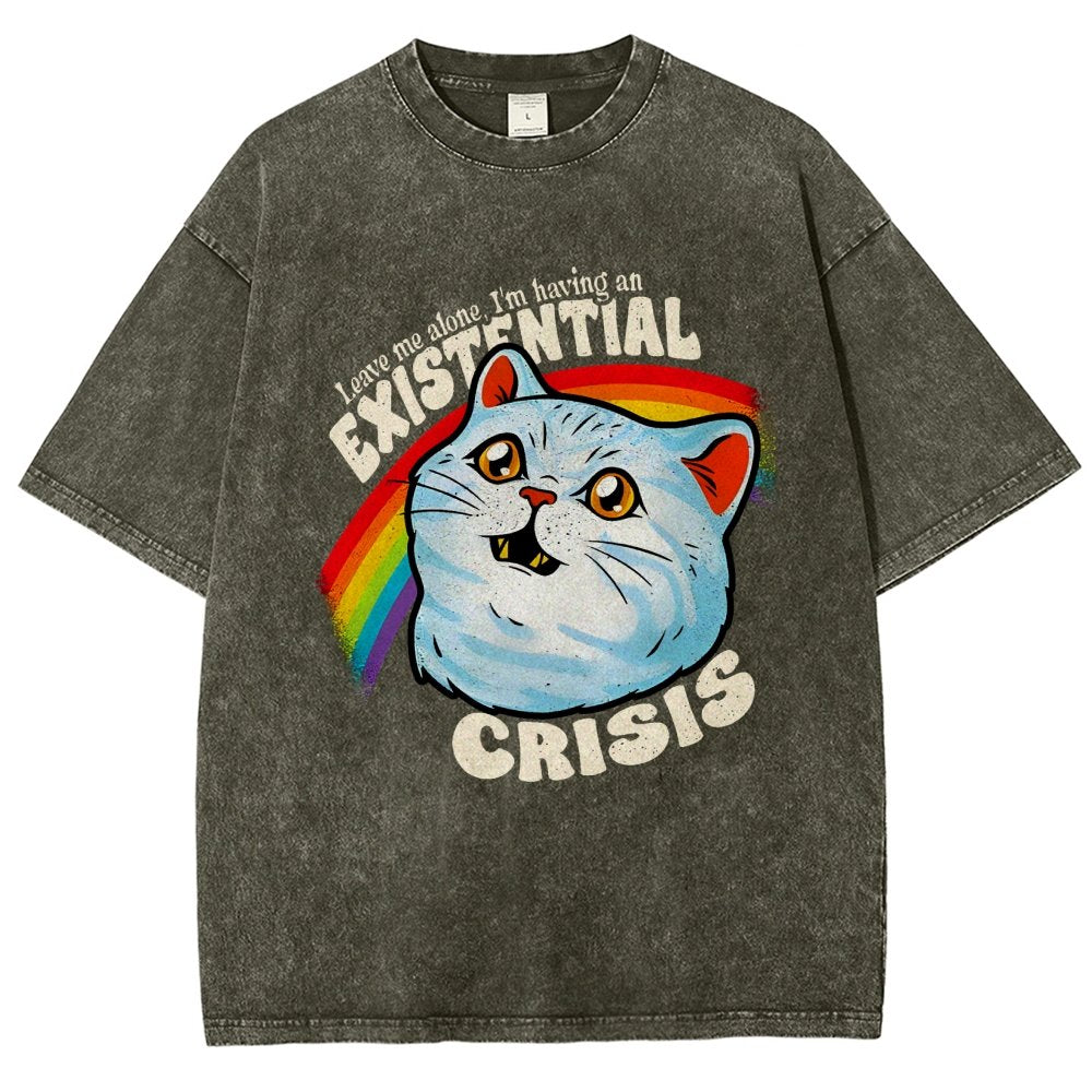 Existential Crisis Cat Vintage Distressed T-shirt