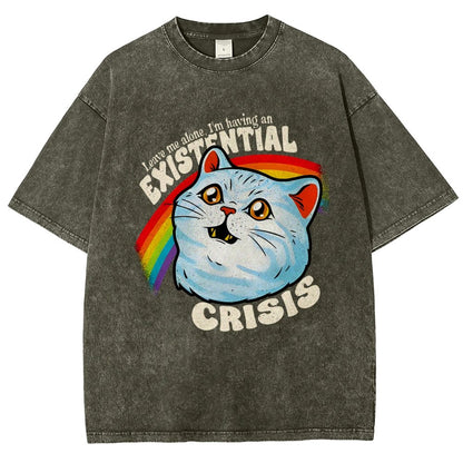Existential Crisis Cat Vintage Distressed T-shirt