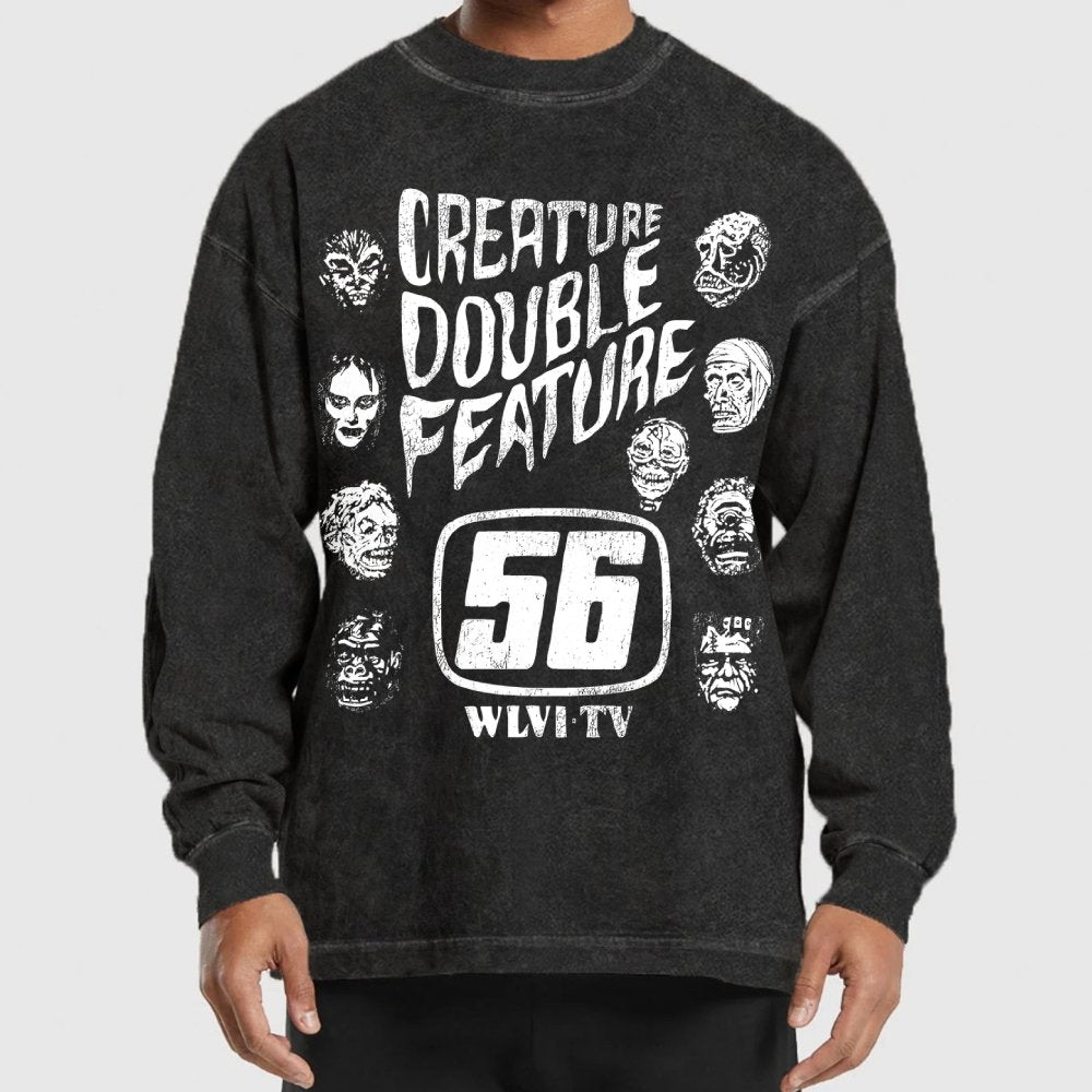 Creature Double Feature Classic Monsters Washed Long Sleeve Tee
