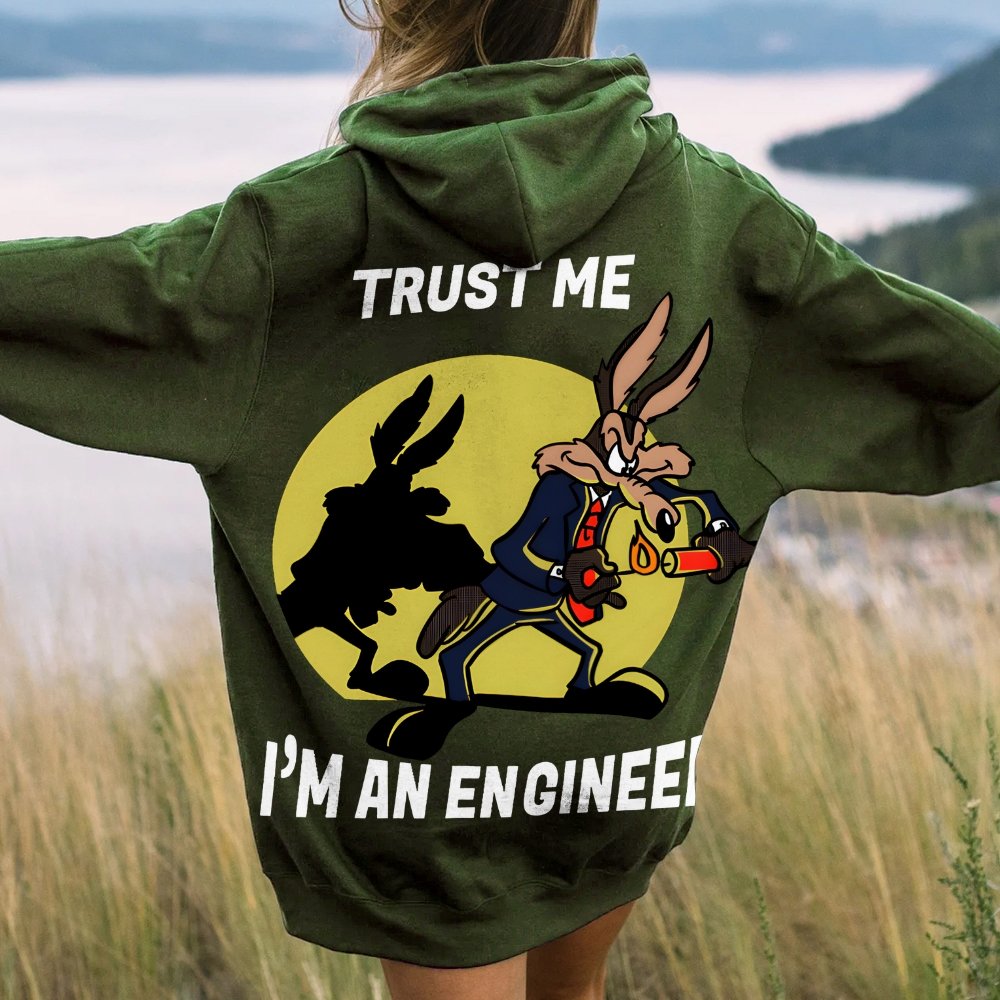 Trust Me I'm An Engineer Printed Back Cotton Hoodie