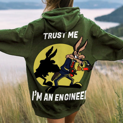 Trust Me I'm An Engineer Printed Back Cotton Hoodie