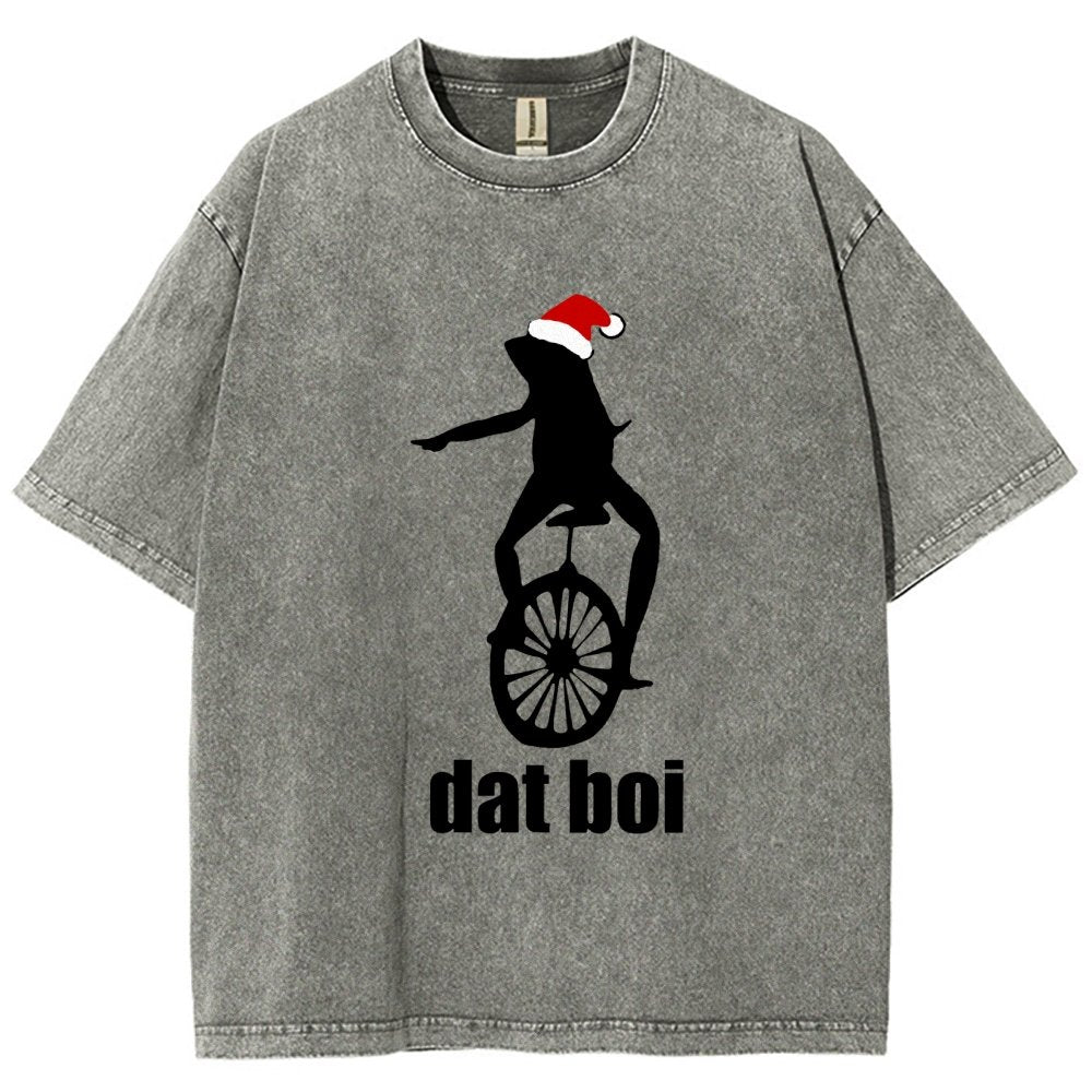 Christmas Here Comes Dat Boi Waddup Meme Vintage Distressed T-shirt