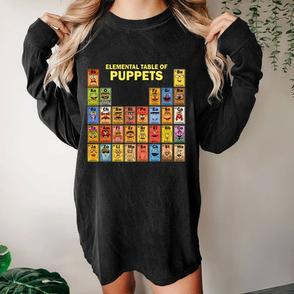 Elemental Table Of Puppets Washed Long Sleeve Tee