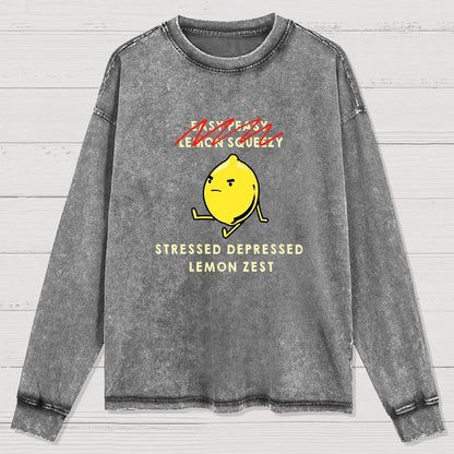 Stressed Depressed Lemon Zest Washed Long Sleeve Tee
