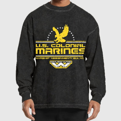 US Explorers Eagle Logo Washed Long Sleeve Tee