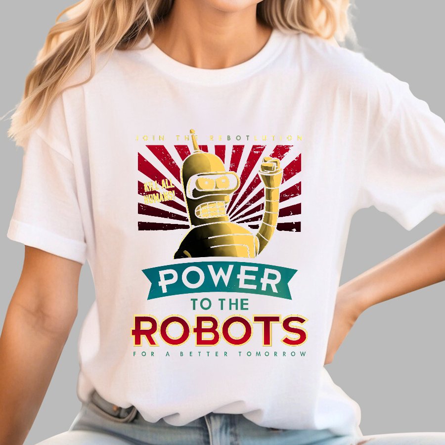 Power To The Robots Geek T-Shirt