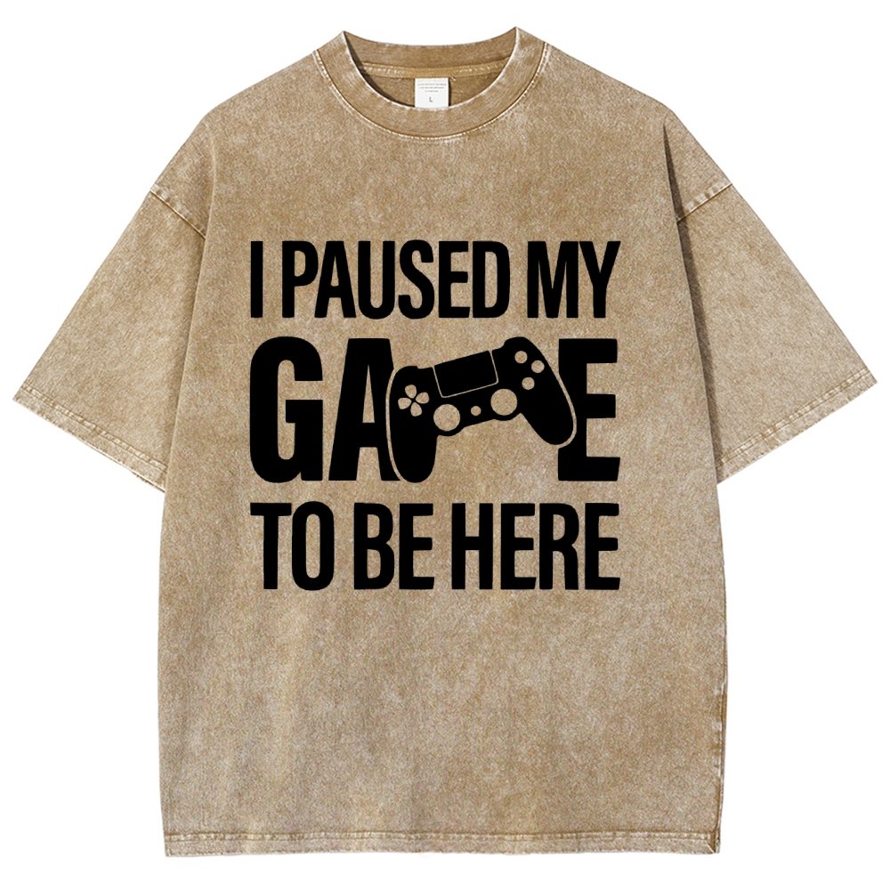 I paused my Game to Be Here Funny Gaming Vintage Distressed T-shirt