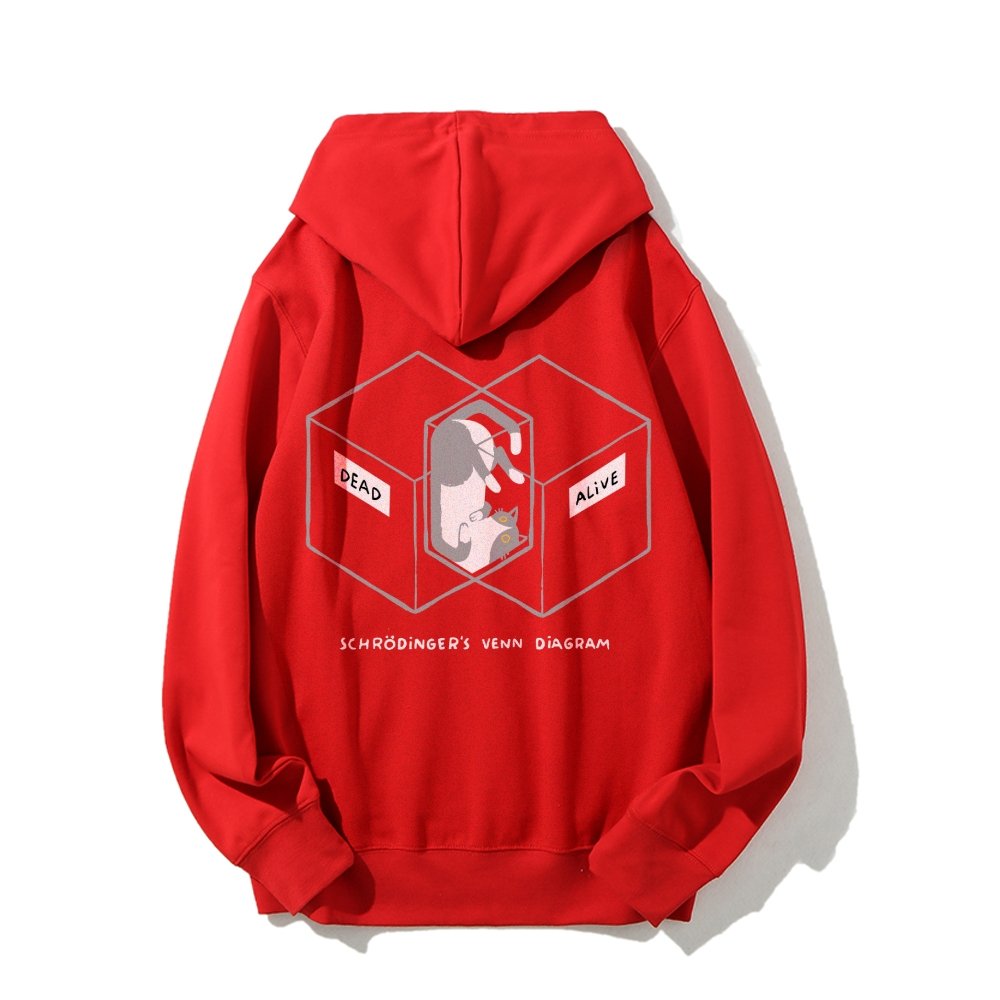 Schrodingers Venn Diagram Printed Back Unisex Cotton Hoodie