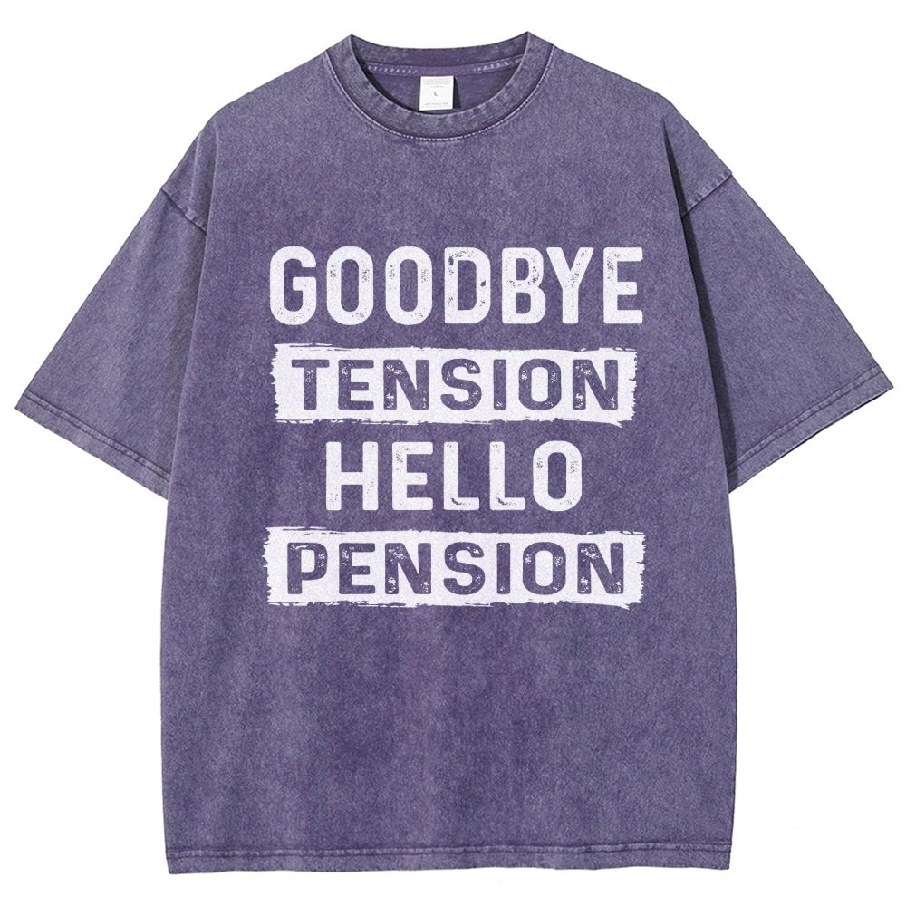 Funny Retirement Goodbye Tension Hello Pension Vintage Distressed T-shirt