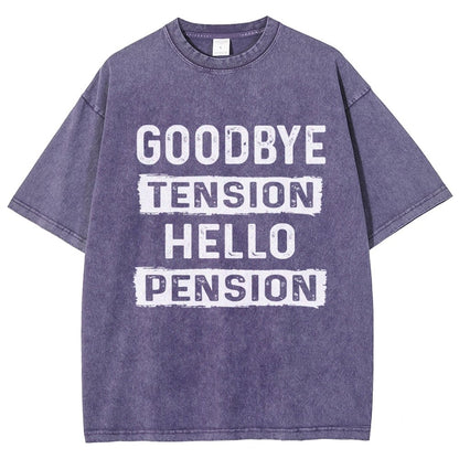Funny Retirement Goodbye Tension Hello Pension Vintage Distressed T-shirt