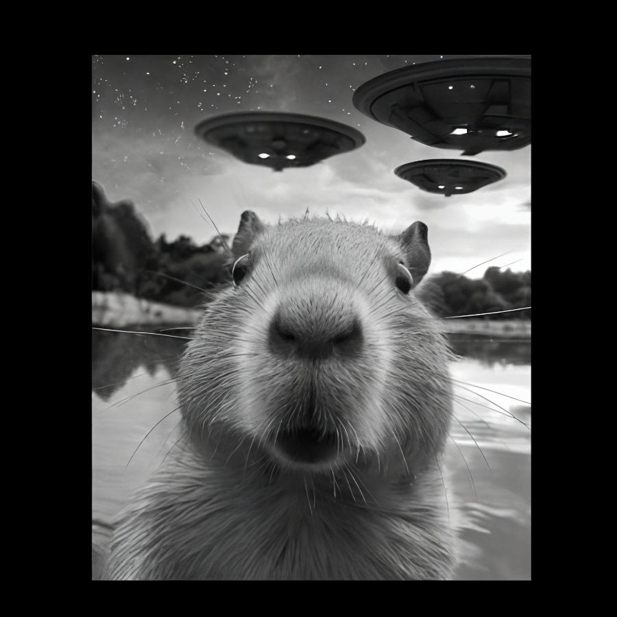 Capybara Selfie With UFOs Funny Geek T-Shirt