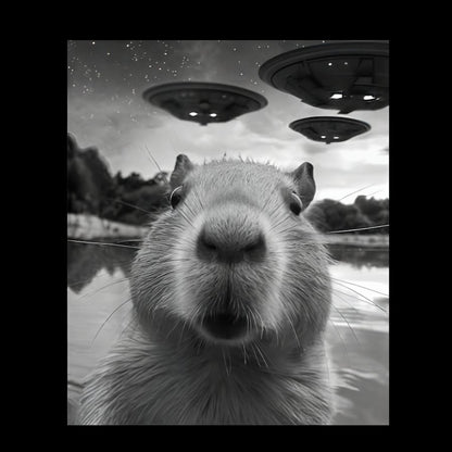 Capybara Selfie With UFOs Funny Geek T-Shirt