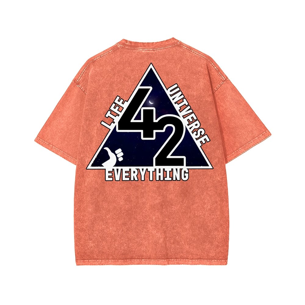 The Answer To The Ultimate Question Of Life The Universe And Everything Is 42. Washed T-shirt