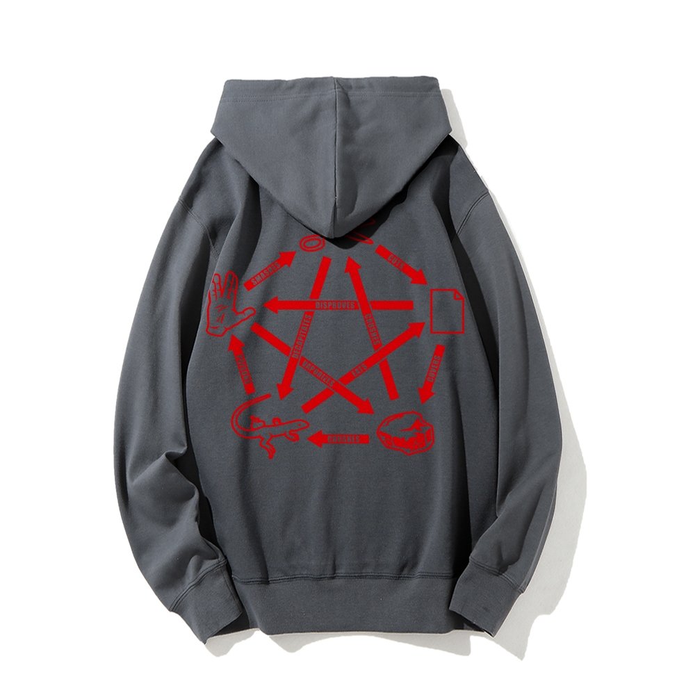 Rock Paper Scissors Spock Printed Back Unisex Cotton Hoodie