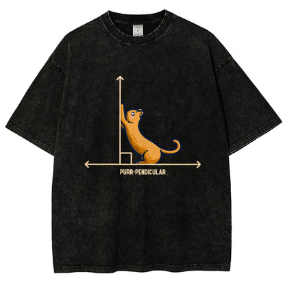 Purr-Pendicular Cute Maths Cat Premium Vintage Distressed T-shirt