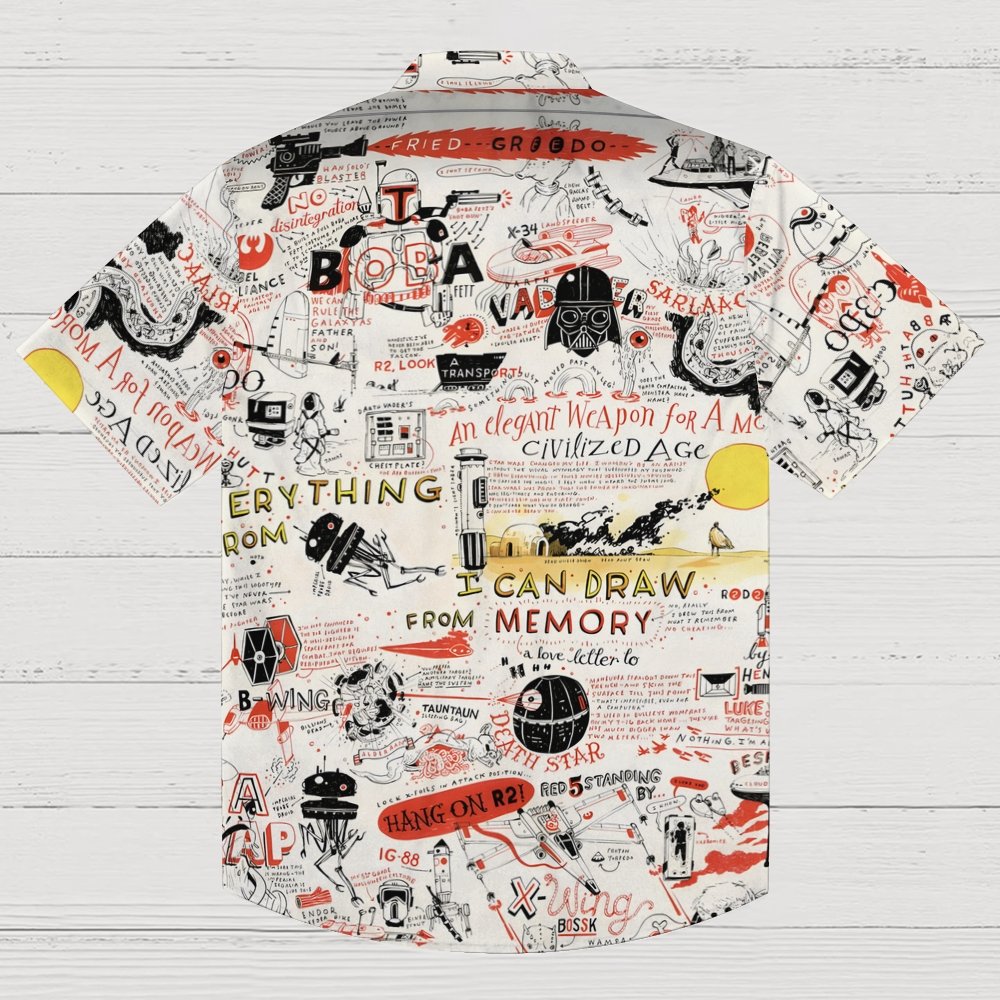 Vintage Planet And Alien Art Print Geek Hawaiian Shirt