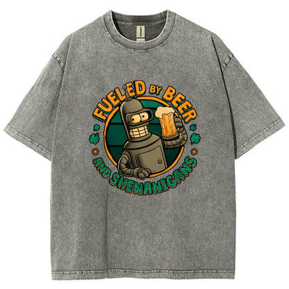 Fueled By Beer Vintage Distressed T-shirt