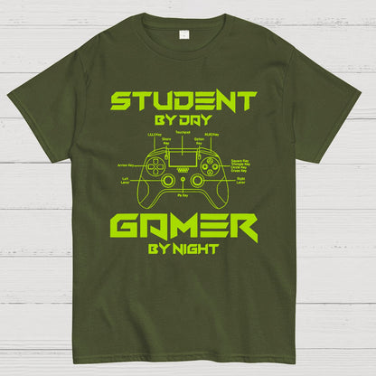Gamer Student By Day Gamer By Night Geek T-Shirt