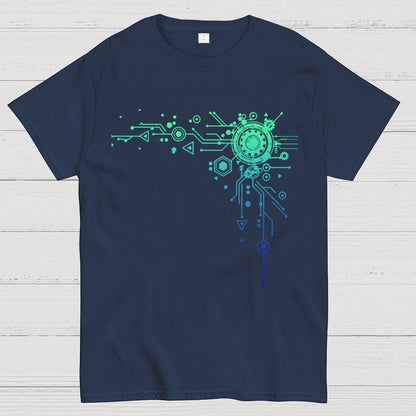 Blue Tech Element Print Unisex Geek T-Shirt