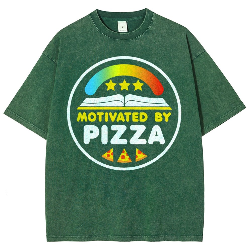 Motivated By Pizza Vintage Distressed T-shirt