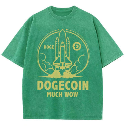 Dogecoin Rocket Ship Much Wow Meme Joke Funny Crypto Currency Elon Musk DOGE Vintage Distressed T-shirt