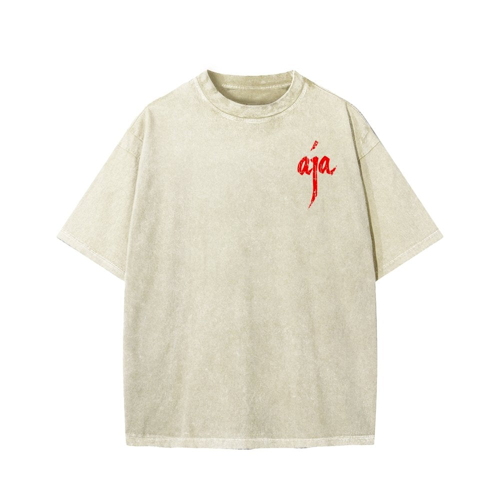 Aja Front And Back Printing Washed T-shirt