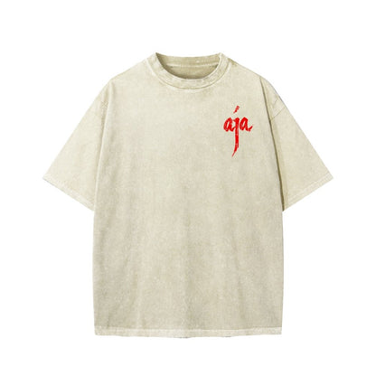 Aja Front And Back Printing Washed T-shirt