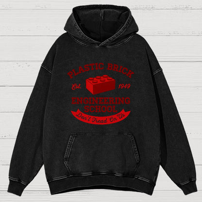 Plastic Brick Engineering School Vintage Distressed Hoodie