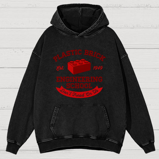 Plastic Brick Engineering School Vintage Distressed Hoodie