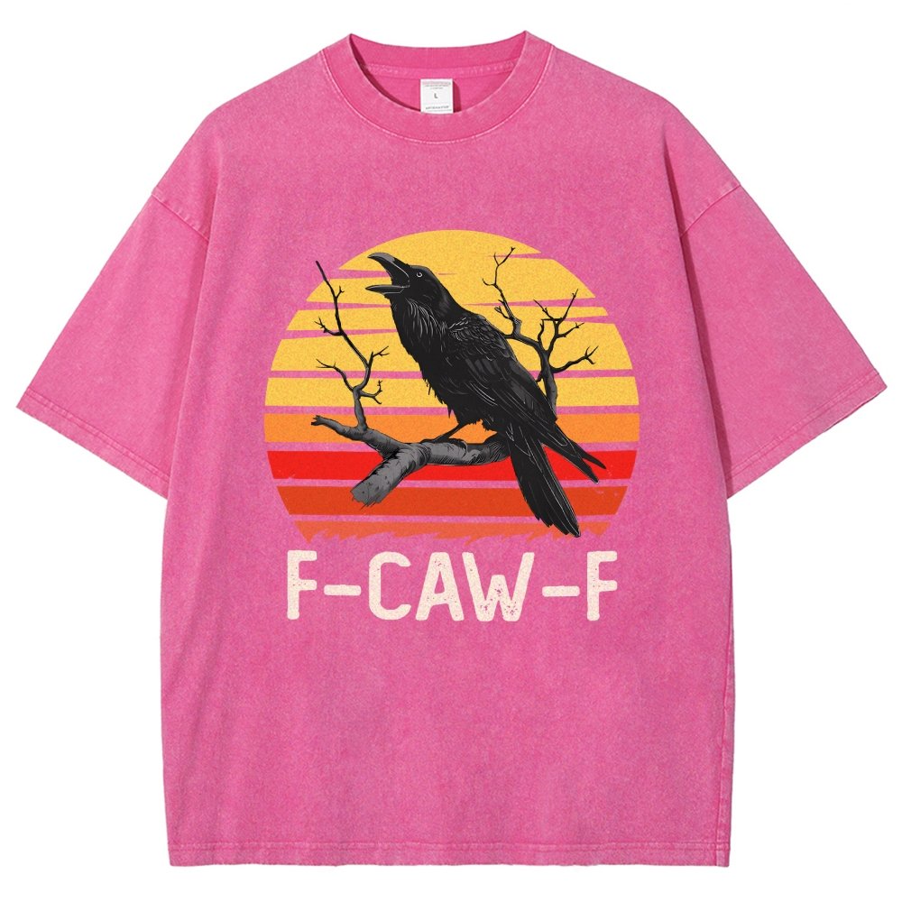 Retro Sunset F-Caw-F Black Bird Black Crow Vintage Distressed T-shirt