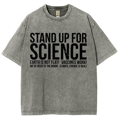 Earth Is Not Flat Stand Up For Science Vintage Distressed T-shirt