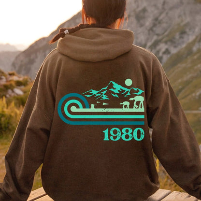 Retro Vintage Base Printed Back Unisex Cotton Hoodie