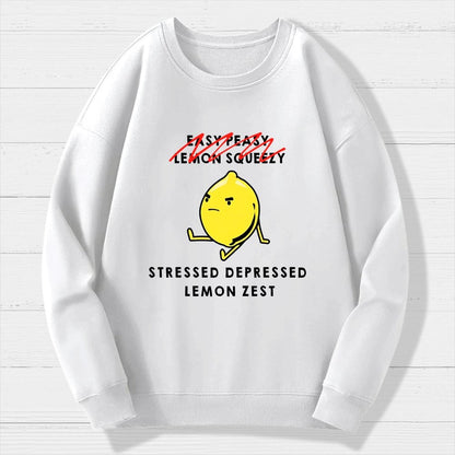 Stressed Depressed Lemon Zest Geek Cotton Sweatshirt