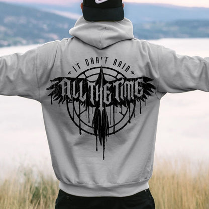It Can't Rain All The Time Nerd Printed Back Cotton Hoodie